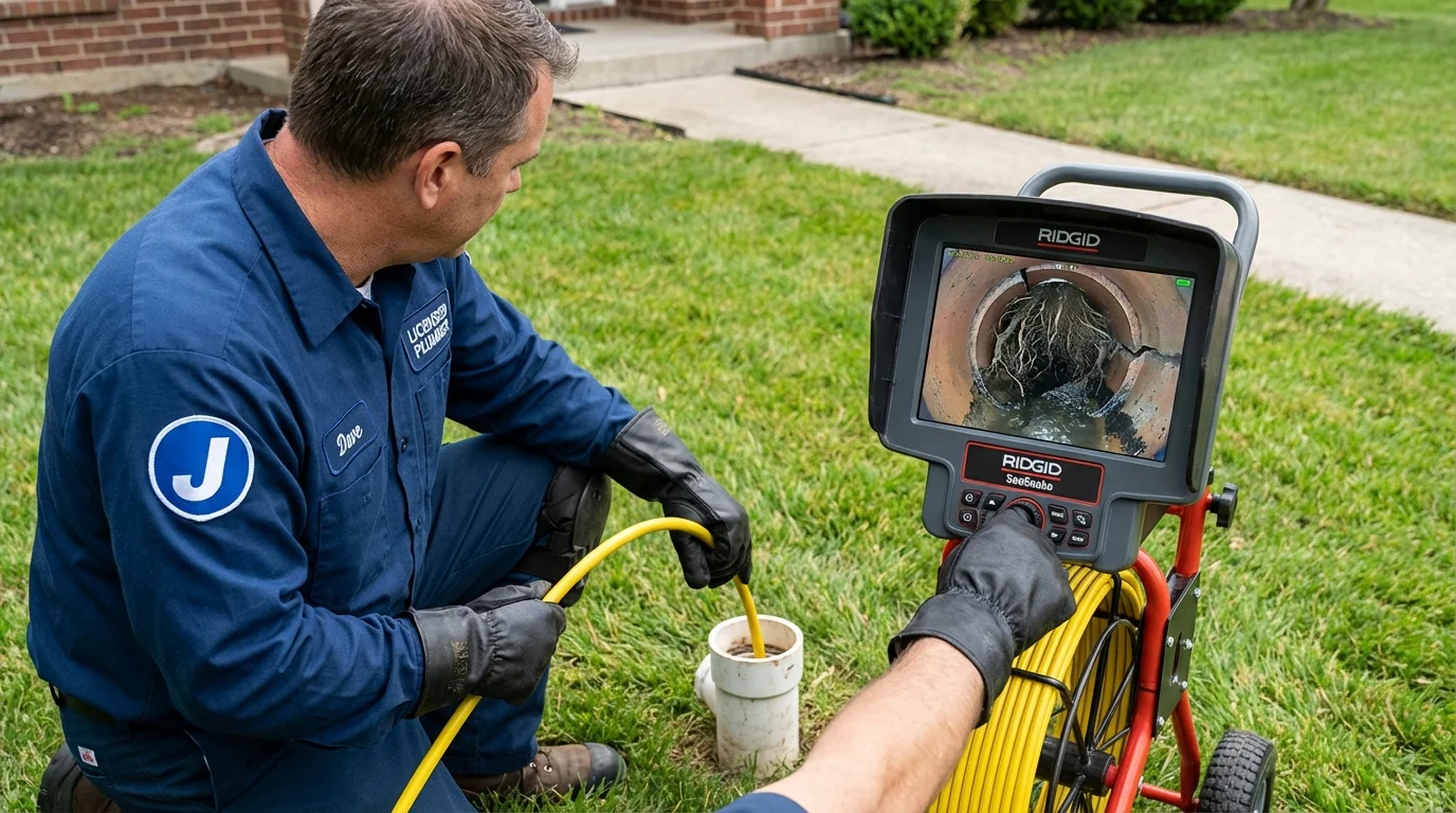 Sewer camera inspection being performed by Johns Plumbing LLC in Clearwater