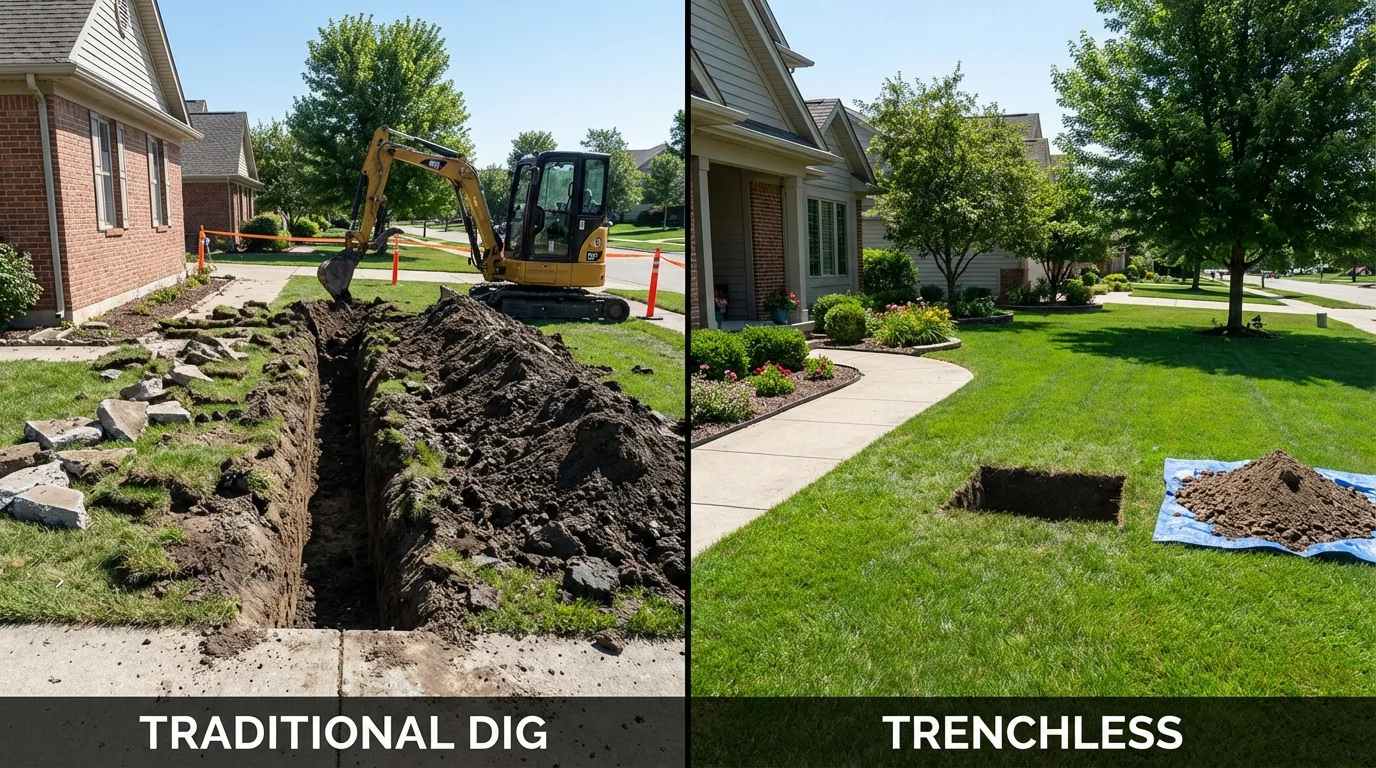 Trenchless sewer repair with minimal yard damage versus traditional excavation in Clearwater, FL